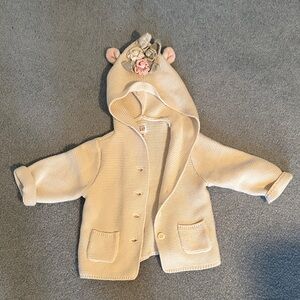 GAP Baby Cream Knit Sweater with adorable unicorn flower hood